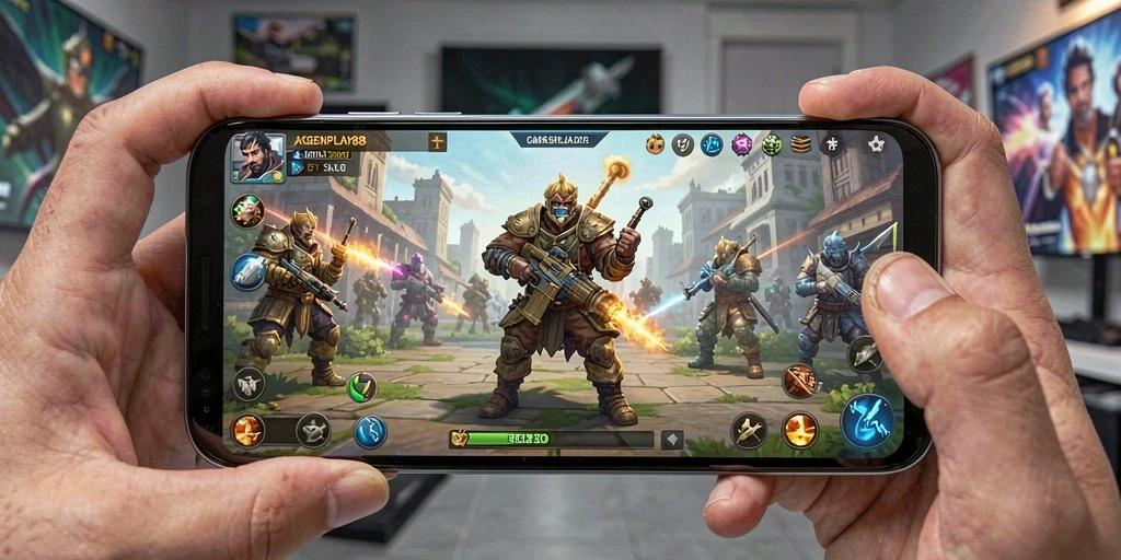 Screenshot utama AGENPLAY88 menunjukkan aksi pertempuran seru dalam permainan SLG.