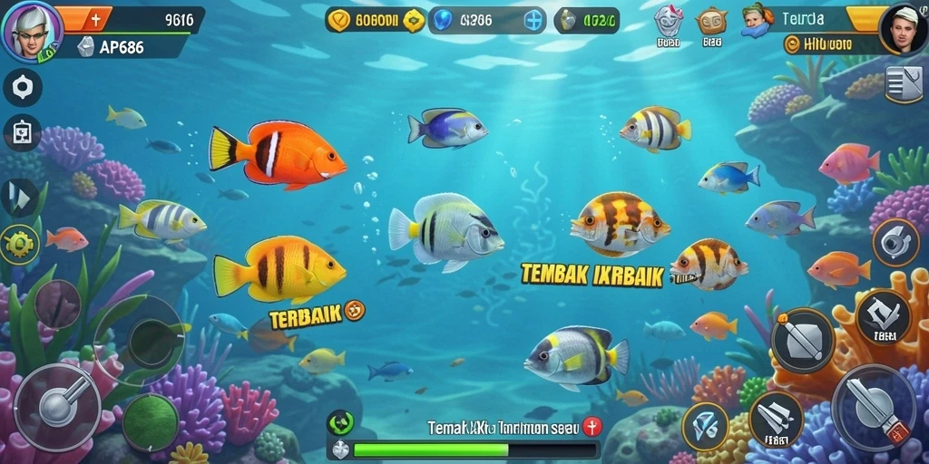 Tampilan gameplay seru dalam aplikasi Tembak Ikan AP686.