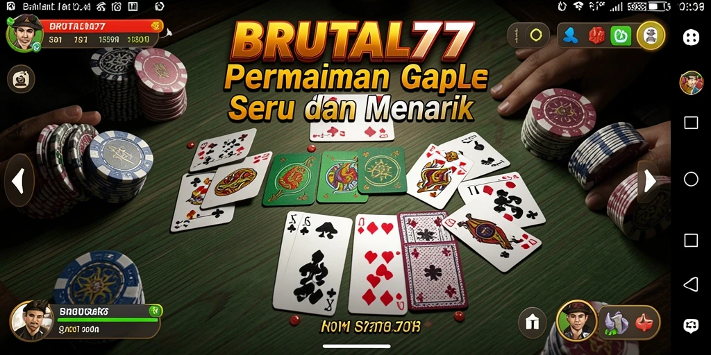 Tampilan gameplay Gaple yang seru dan interaktif di BRUTAL77.