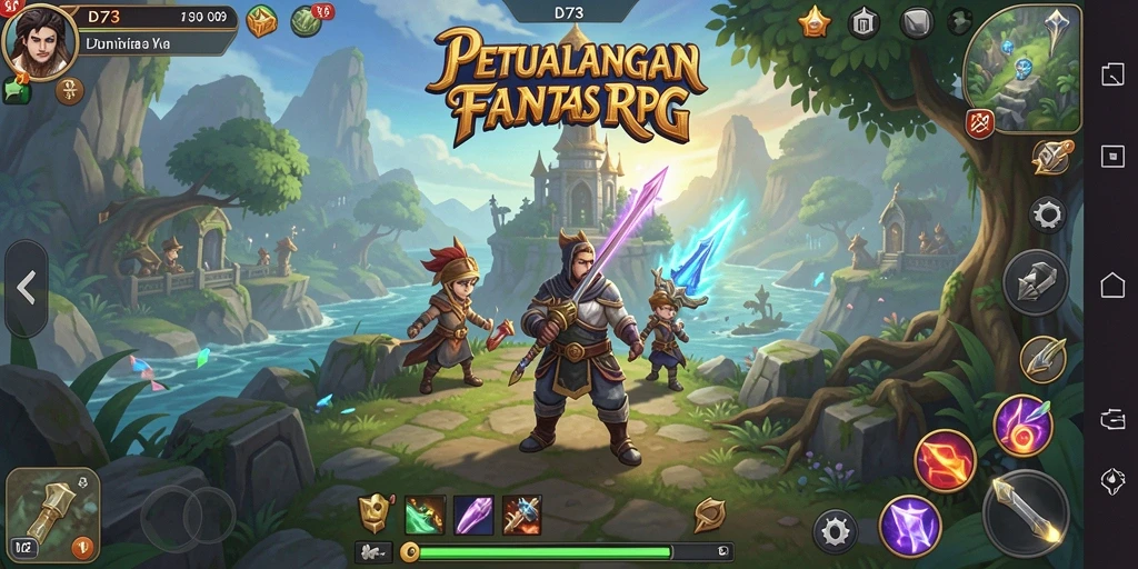 Tampilan gameplay D73 yang menarik dan seru dalam dunia RPG.