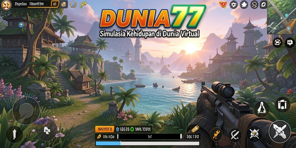 Screenshot gameplay DUNIA77 menampilkan karakter yang sedang berinteraksi.