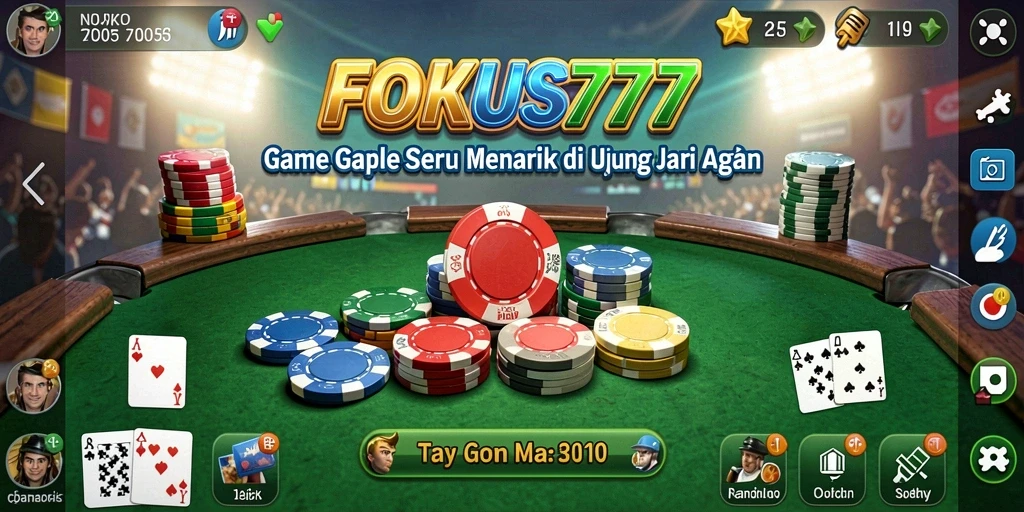 Tampilan screenshot <strong>FOKUS777</strong> menampilkan gameplay Gaple yang penuh strategi.