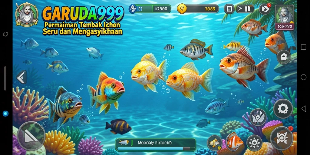 Tampilan gameplay yang seru dalam GARUDA999 dengan banyak ikan untuk ditangkap.