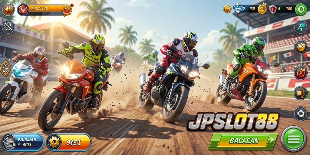 Gameplay seru JPSLOT88 dalam balapan motor yang mendebarkan.