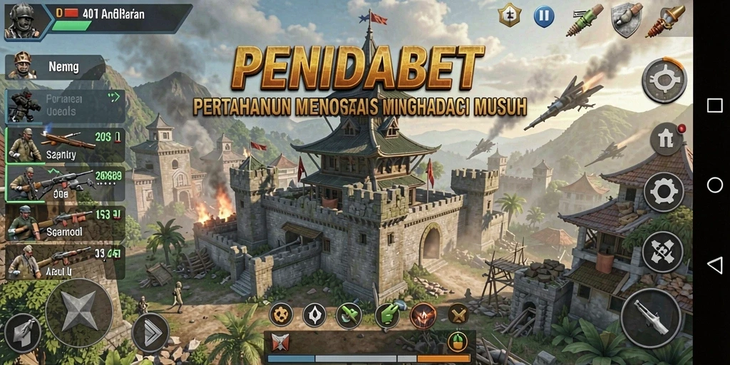 Tampilan gameplay PENIDABET yang menegangkan dan seru saat melawan gelombang musuh.