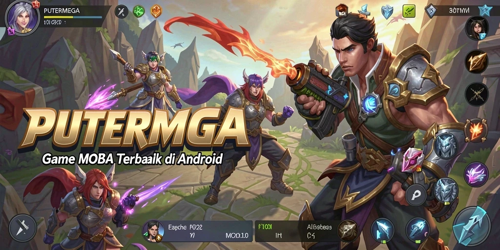 Screenshot gameplay MOBA yang mendebarkan dari PUTERMEGA.