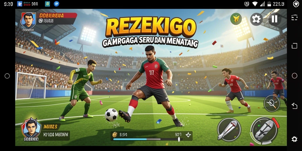 Tampilan gameplay mendebarkan dari REZEKIGO dalam pertandingan olahraga.