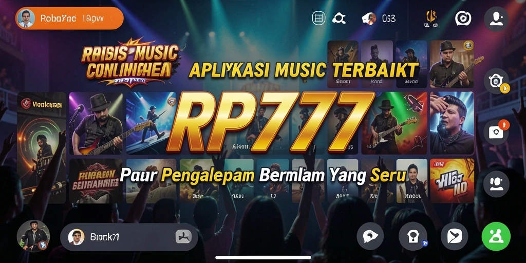 Tampilan gameplay RP777 yang menampilkan antarmuka musik yang menarik.