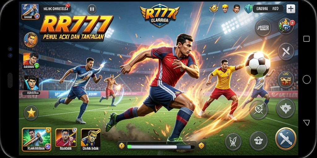 Screenshot permainan RR777 menampilkan aksi olahraga yang menegangkan.