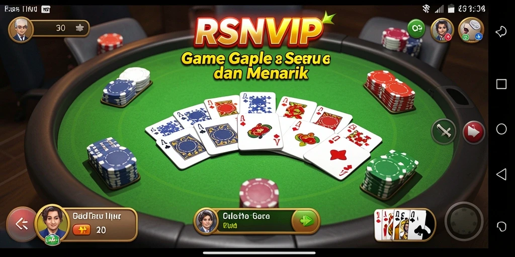 Screenshot utama RSNVIP menampilkan gameplay Gaple yang seru dan interaktif.