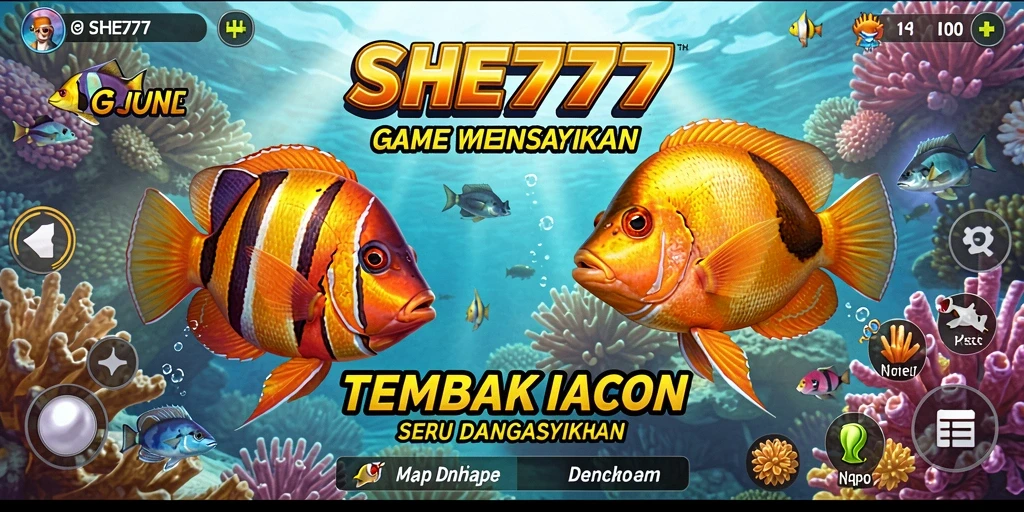 Tangkapan layar permainan SHE777 dengan aksi tembak ikan yang seru.