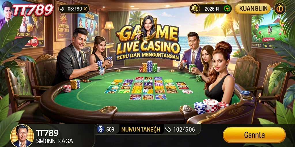Tampilan gameplay Live Casino yang mendebarkan di TT789.