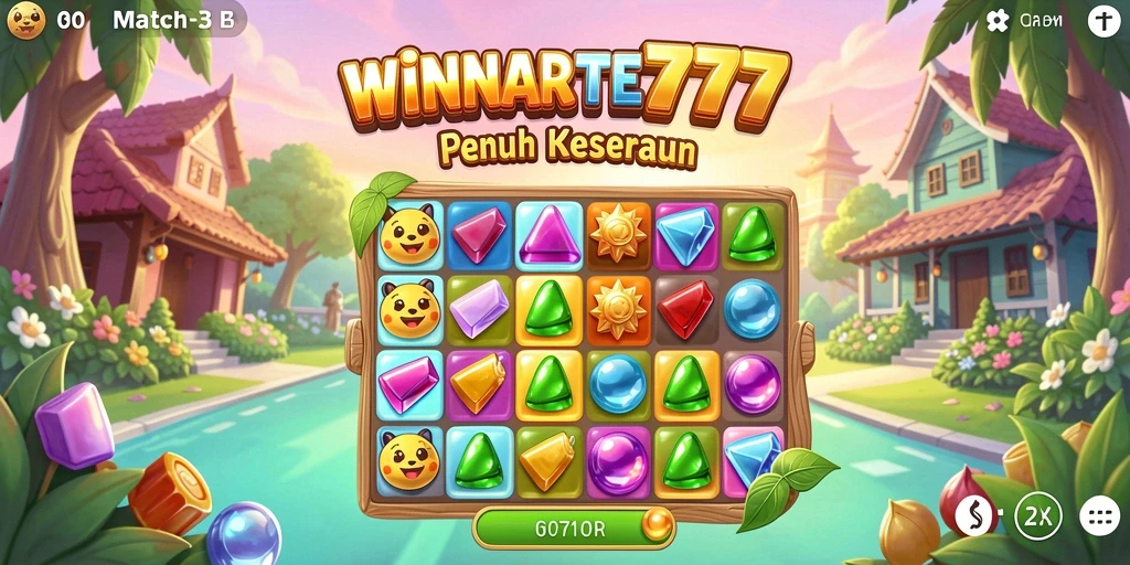 Tampilan menawan gameplay Match-3 di WINRATE777.